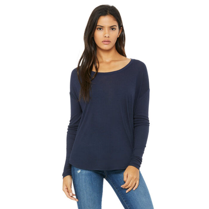 Ladies' Flowy Long-Sleeve T-Shirt with 2x1 Sleeves Thumbnail