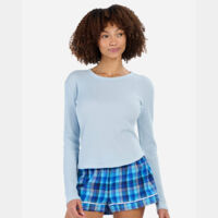 Women's Waffle Knit Baby Long Sleeve T-Shirt Thumbnail