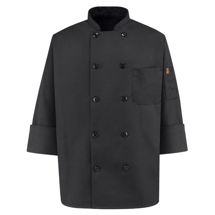 Ten Pearl Button Black Chef Coat Thumbnail