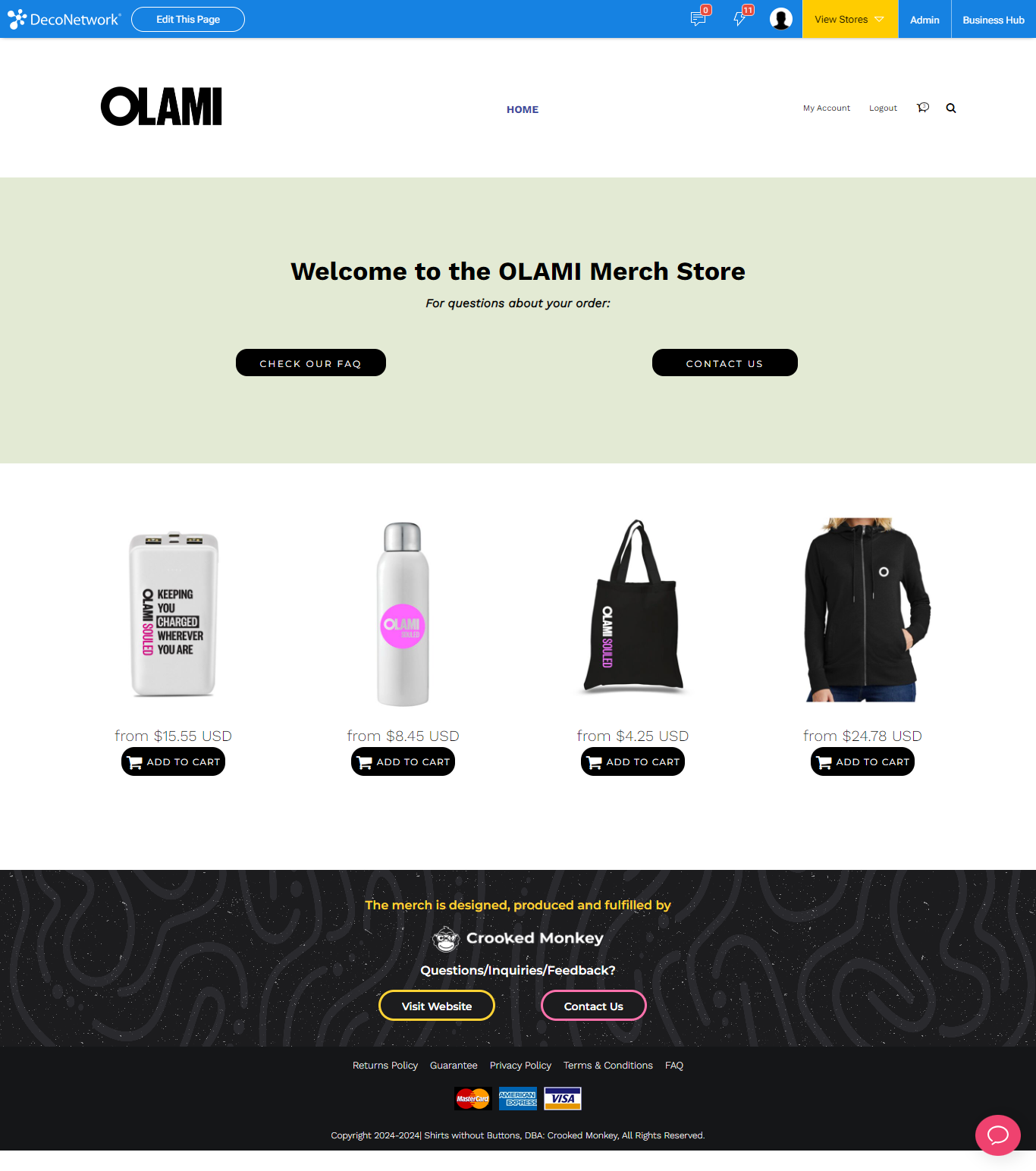 Crooked Monkey swag shop - Fully Branded