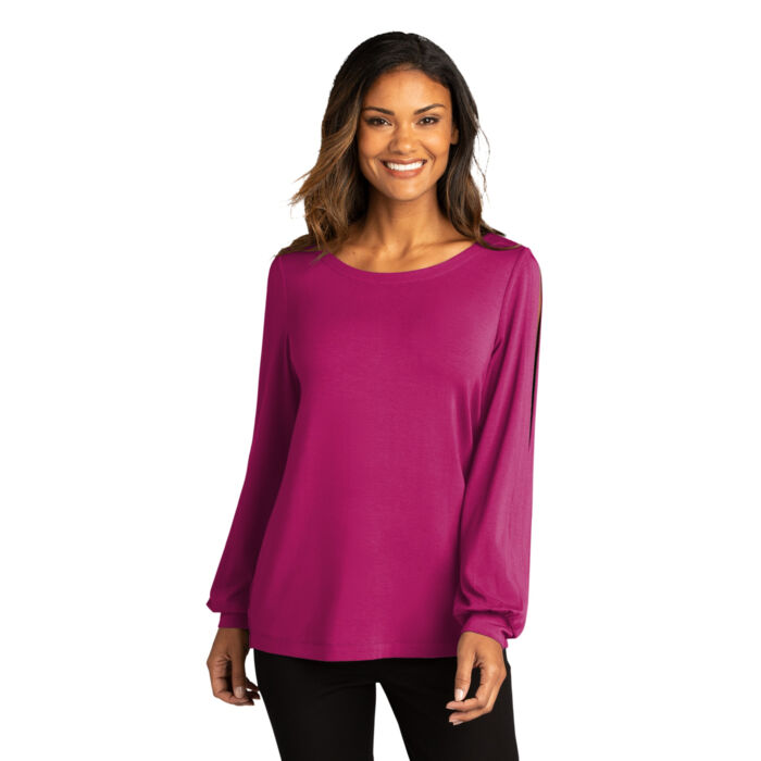 Ladies Luxe Knit Jewel Neck Top Thumbnail