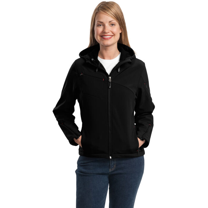 Ladies Textured Hooded Soft Shell Jacket Thumbnail