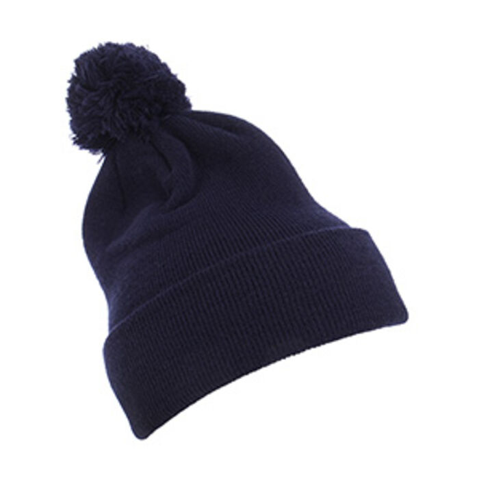 Cuffed Knit Beanie with Pom Pom Hat Thumbnail