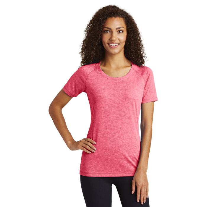 Ladies PosiCharge ® Tri Blend Wicking Scoop Neck Raglan Tee Thumbnail