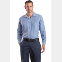 Long Size, Long Sleeve Striped Industrial Work Shirt Thumbnail