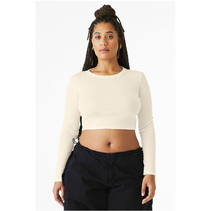 Ladies' Micro Ribbed Long Sleeve Baby Tee Thumbnail