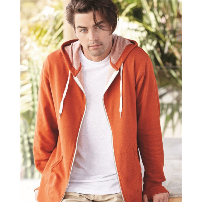 Unisex French Terry Heathered Hooded Full-Zip Sweatshirt Thumbnail